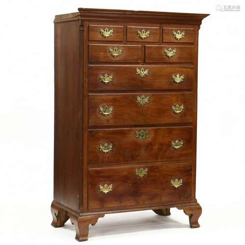 Southern Chippendale Walnut Tall Chest of Drawers