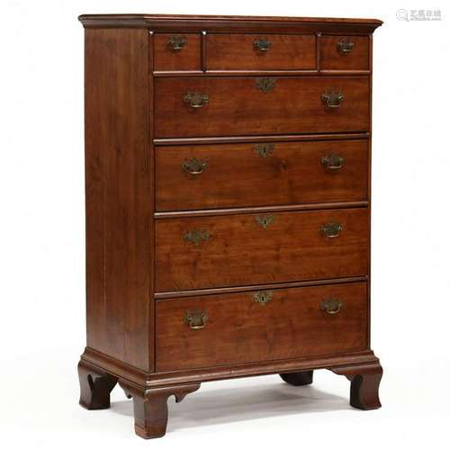 American Chippendale Mahogany Semi Tall Chest Of