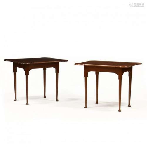 Pair of Queen Anne Style Bench Made Mahogany Tea Tables