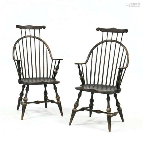 D.R. Dimes, Pair of Painted Windsor Armchairs