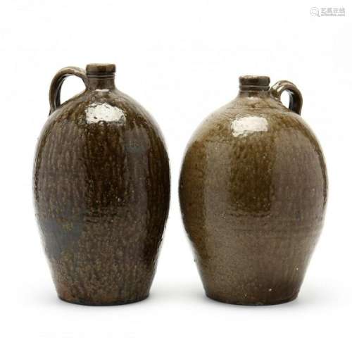 Western NC Pottery, Two Alkaline Jugs