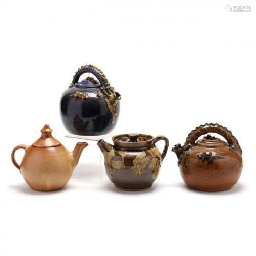 Four Contemporary NC Pottery Teapots