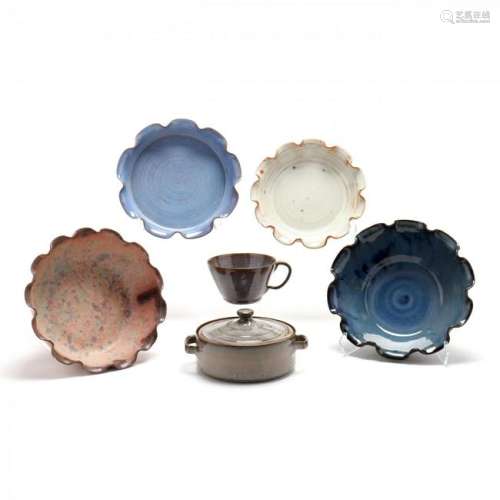 Six Contemporary NC Pottery Table Ware
