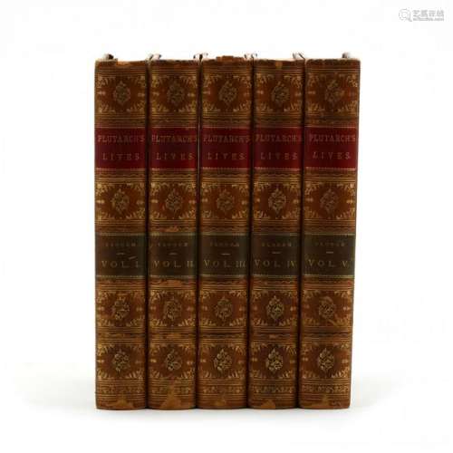 A Finely Bound Set of  Plutarch's Lives