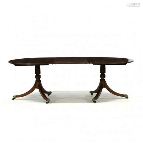 Antique English Double Pedestal Dining Table