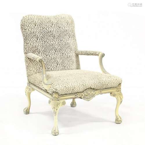 Chippendale Style Pony Hide Upholstered Armchair