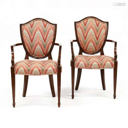 Pair of Hepplewhite Style Shield Back Armchairs