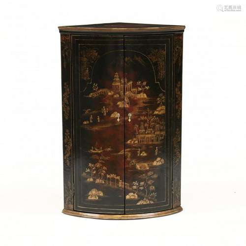 Contemporary Chinoiserie Hanging Corner Cabinet