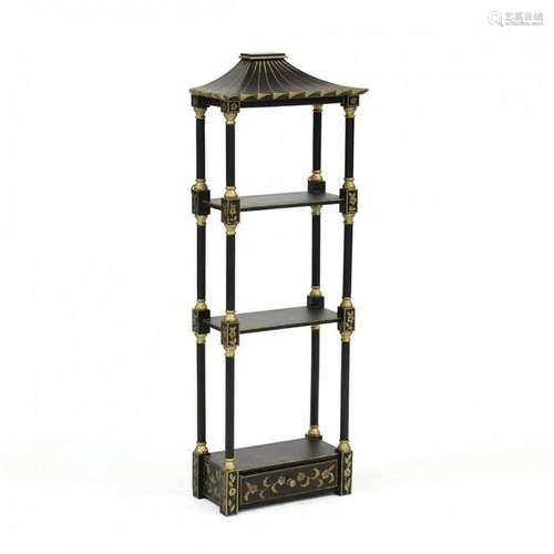 Chinoiserie Decorated Pagoda Form Wall Shelf