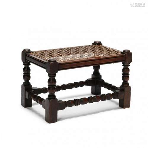 Antique English Turned Oak Footstool