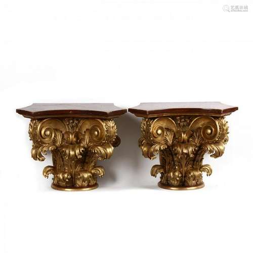 Maitland Smith, Pair of Corinthian Form Wall Brackets