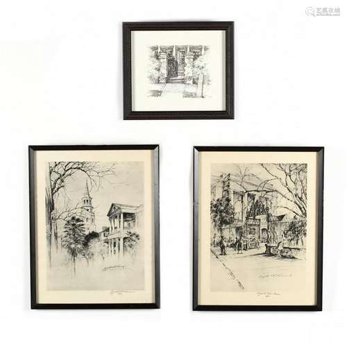 Three Framed Prints of Charleston - Two after Elizabeth