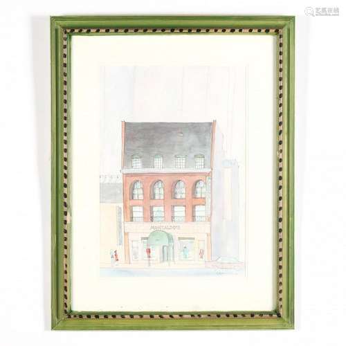 Framed Watercolor of the Women's Store, Montaldo's