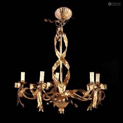 Italian Gilt Tole Chandelier