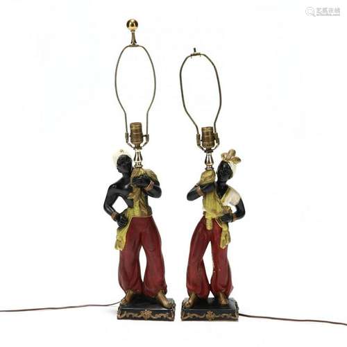 Pair of Vintage Blackamoor Table Lamps