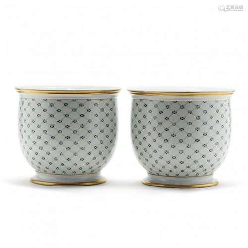 Pair of Continental Porcelain Jardinieres