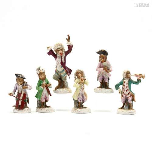 Dresden Porcelain Six Piece Monkey Band