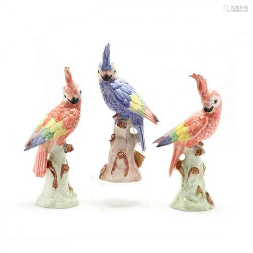 Three Large Chelsea House Ceramic Parrots