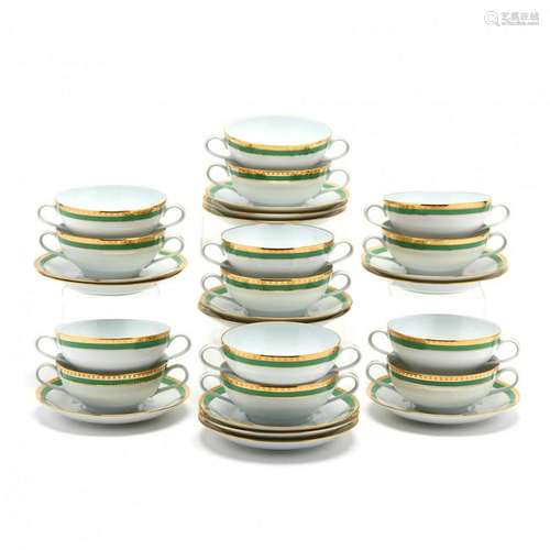 (14) Limoges Bullion Cups and Saucers for Tiffany & Co.