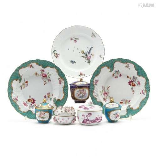 A Group of Eight 19th Century Porcelain Pieces