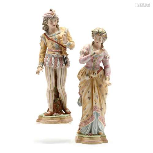 A Tall Pair of Bisque Figurines