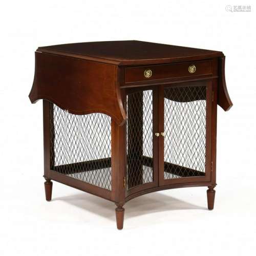 Baker, Regency Style Inlaid Mahogany Drop Side Table