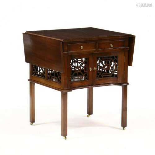 Chinese Chippendale Style Mahogany Drop Leaf Table