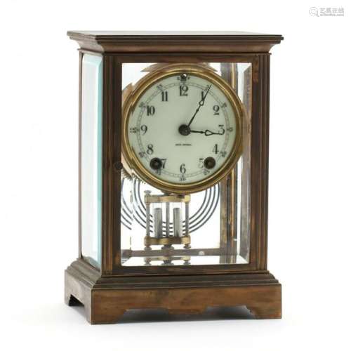 Seth Thomas Brass and Beveled Glass Mantel Clock