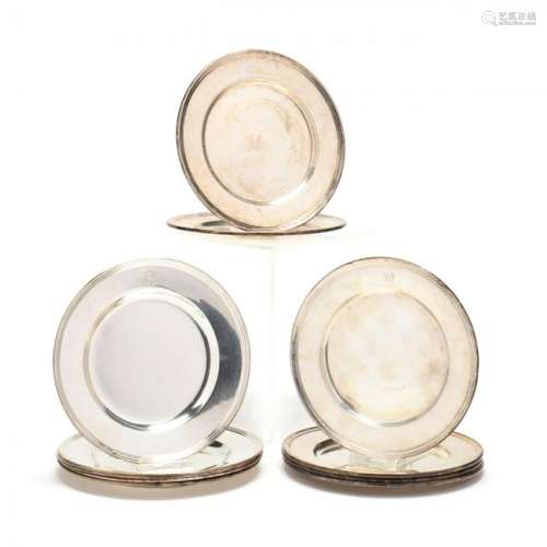 An Assembled Set of (11) Sterling Silver Bread Plates