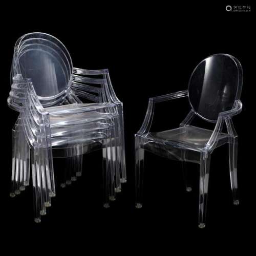 after Philippe Starck, Set of Five  Ghost  Chairs