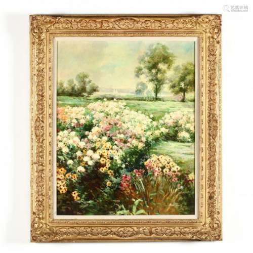 Landscape Painting with Flower Garden