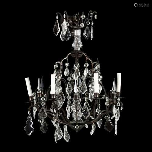 Spanish Rococo Style Drop Prism Chandelier