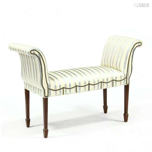 Hepplewhite Style Mahogany Upholstered Bench