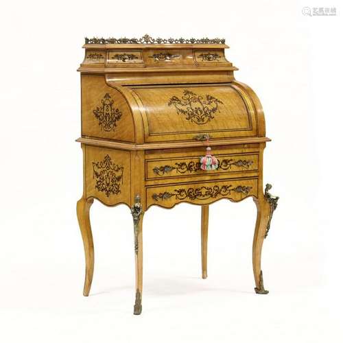 French Classical Style Maple C-Scroll Desk