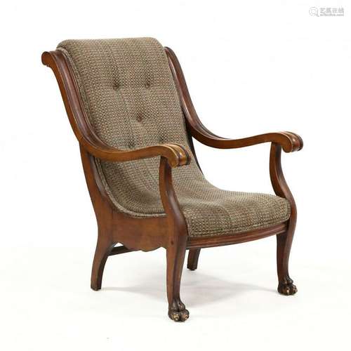 Edwardian Carved Mahogany Library Chair