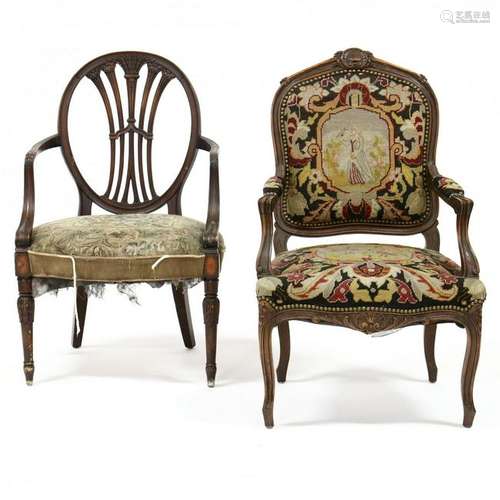 Two Antique Carved Mahogany Chairs