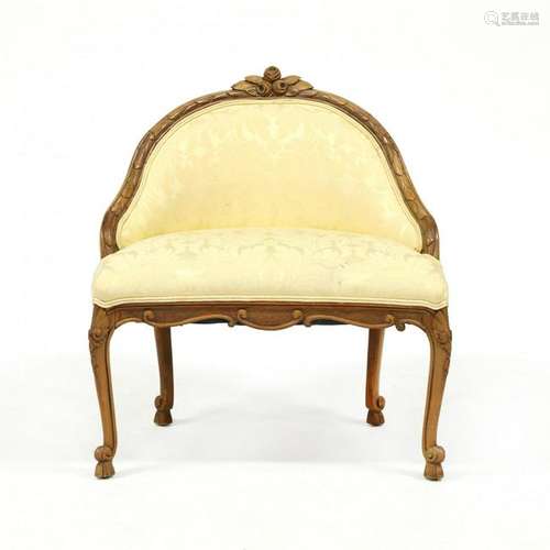 Vintage French Carved Slipper Chair