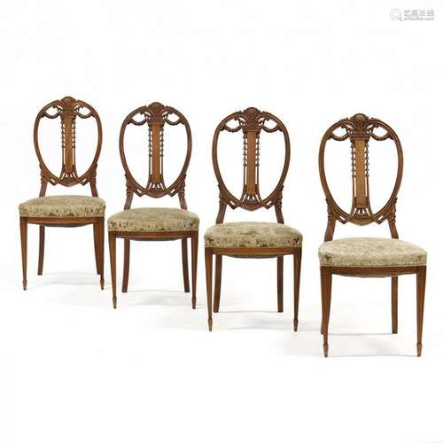 Set of Four Edwardian Carved Mahogany Side Chairs