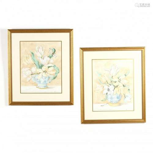 Pair of Floral Arrangement Still Lifes