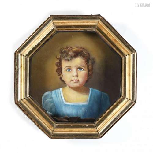 A Portrait of a Young Child in Antique Shadowbox Frame