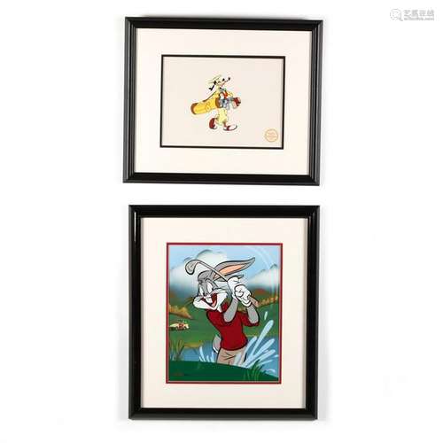 Two Animation Golfing Sericels - Bugs Bunny and Goofy