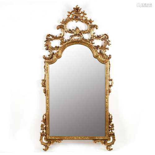 Large Carved and Gilt Rococo Style Mirror