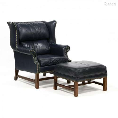 Kenyon, Chippendale Style Leather Upholstered Easy