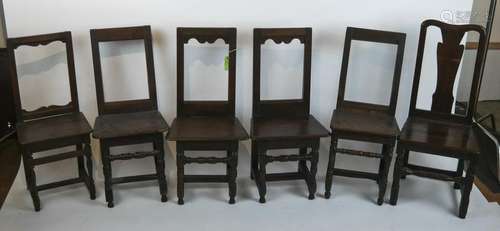 Six Continental Oak Side Chairs