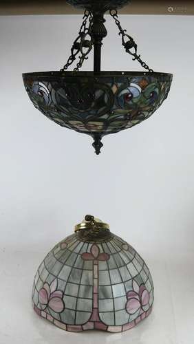 Two Leaded Glass Tiffany-Style Shades