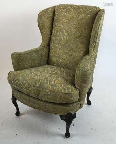 Queen Anne-Style Wing Chair, Fortini Fabric