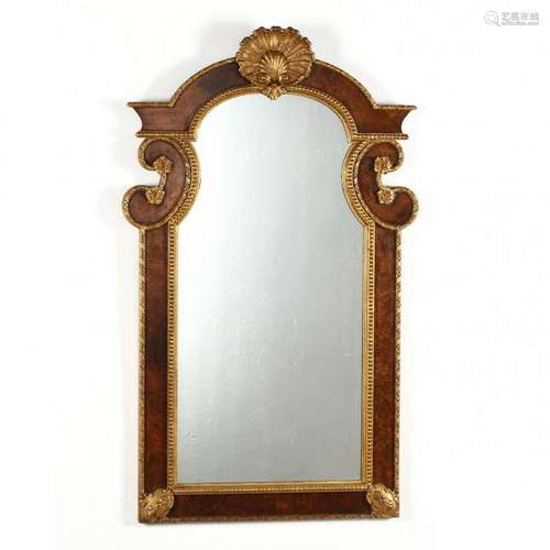 Rococo Style Gilt and Burlwood Wall Mirror