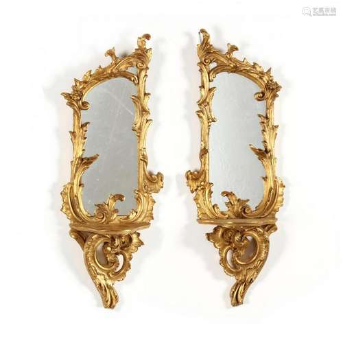 Pair of Rococo Style Mirrored Wall Brackets