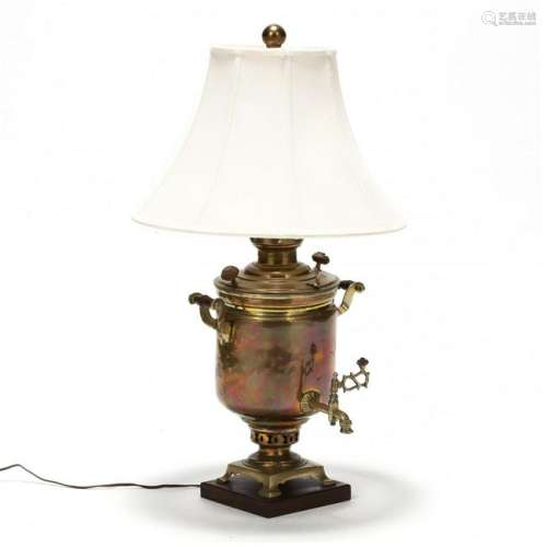 Vintage Brass Samovar Table Lamp