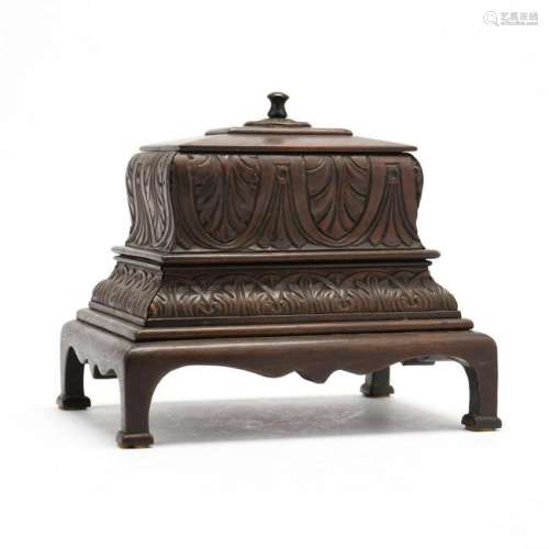 Georgian Style Carved Mahogany Box with Secret